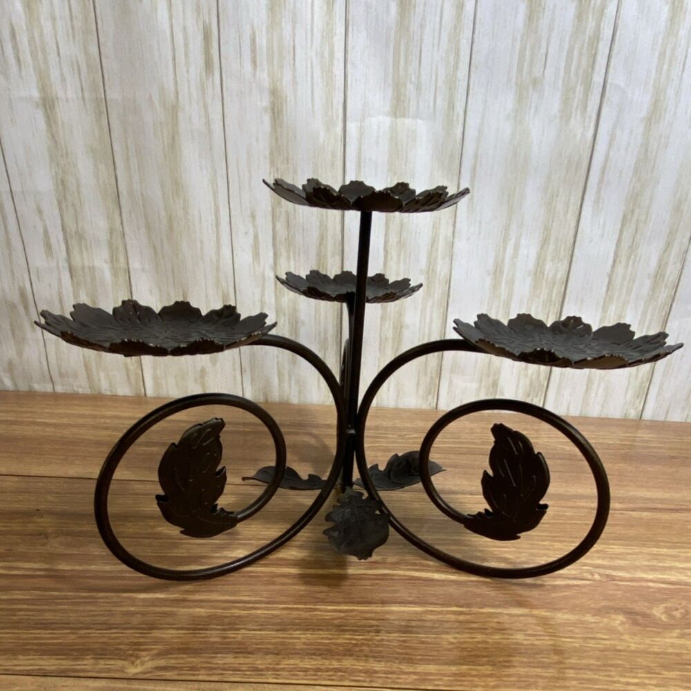 Vintage PartyLite P7528 Leaf Viking Metal Multi-Tier Candle Holder Centerpiece
